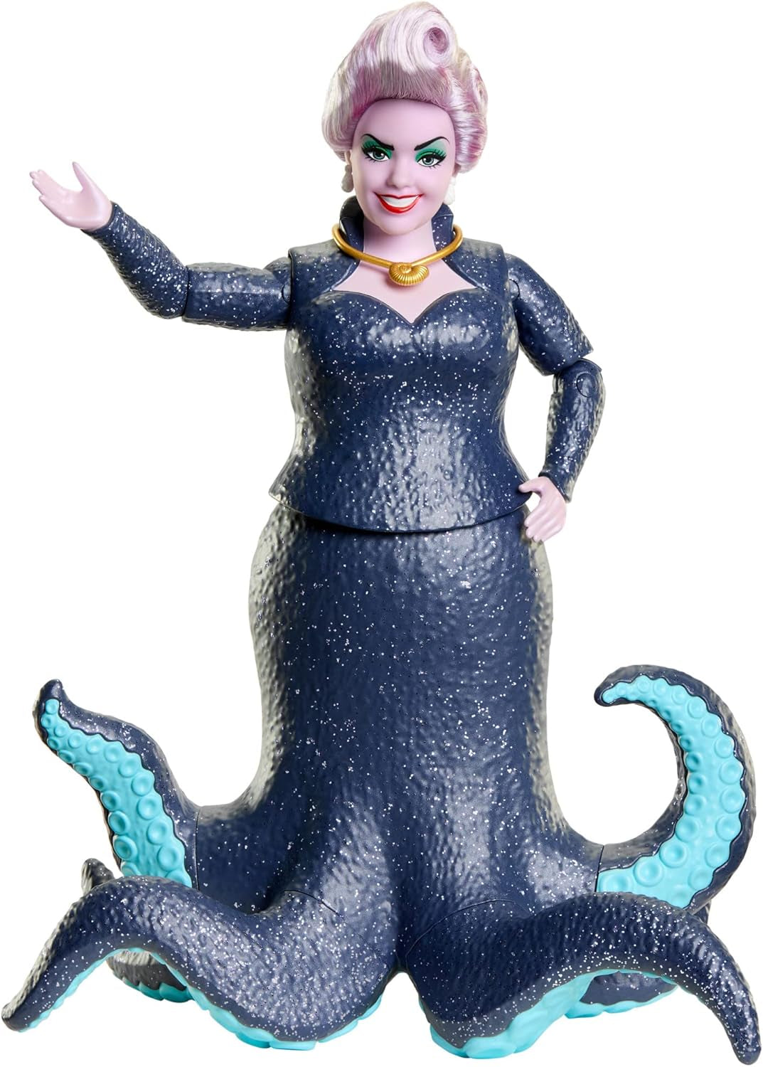 Mattel DISNEY Ariel, Syrenka - Urszula z mackami, odpinanym naszyjnikiem i lawendową fryzurą zapewniającą niekończącą się zabawę fryzjerską, odpowiednia dla dzieci w wieku od 3 lat, HLX12 Naty Shop Dolls