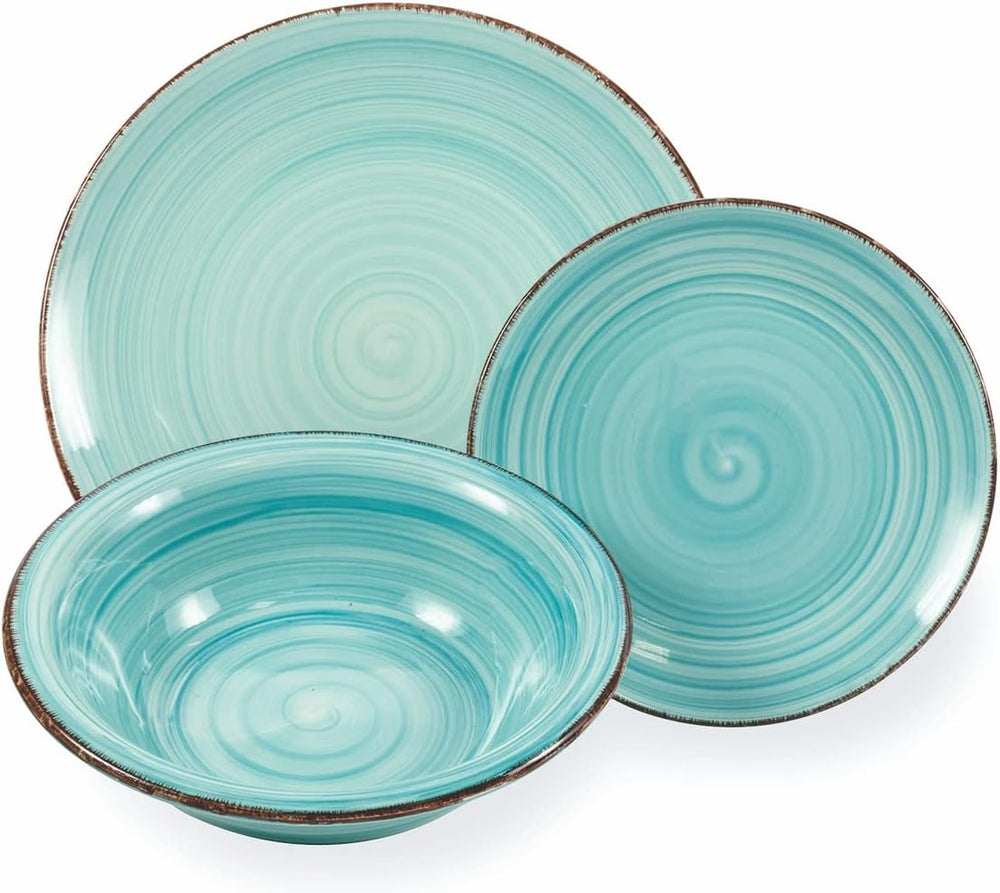 2197966 Set de veselă Baita Watercolor, 18 piese, gresie pictată manual, 6 blaturi diferite