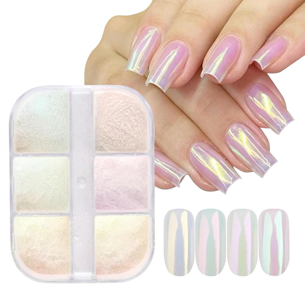 Chrome Nail Powder Aurora Ice Shimmer Chrome Pigment Pulver 4PCS Crome Pulver Nägel Nail Art Nageldesign