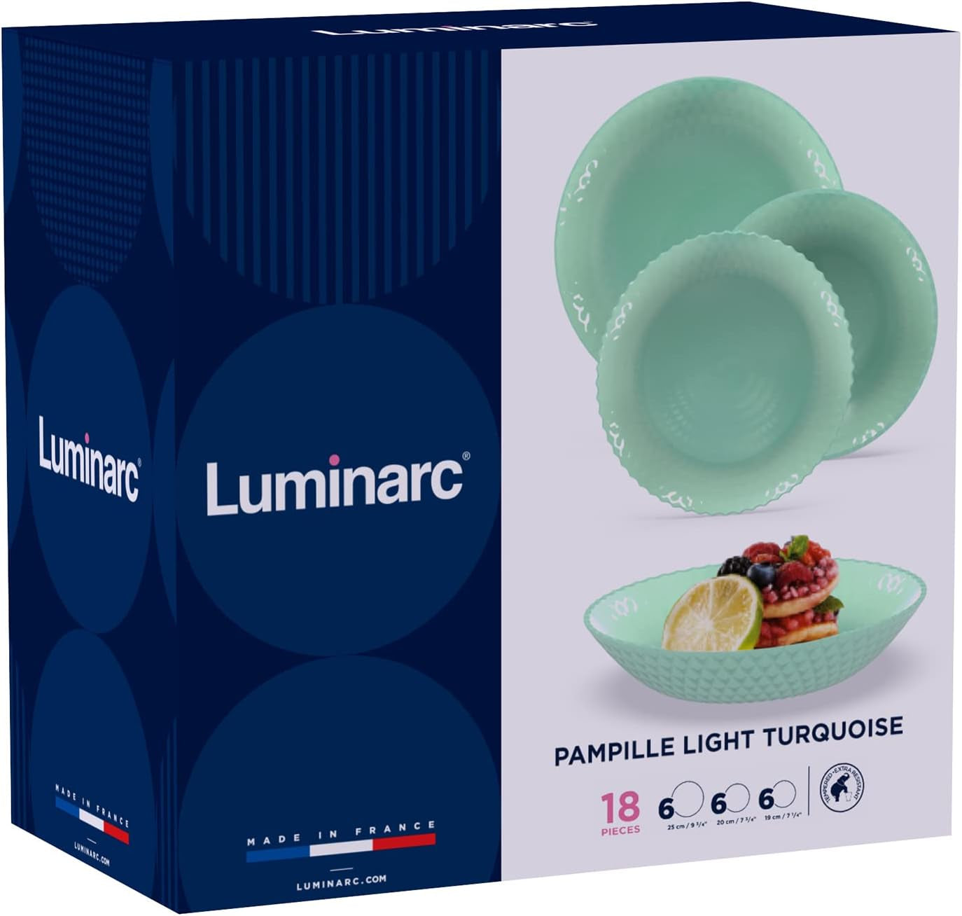 Set de veselă Pampille Turquoise Opal, 18 piese - 6 persoane, turcoaz