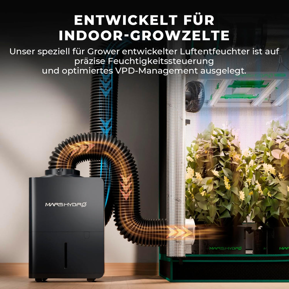 Osuszacz MARS HYDRO, 12 l/dzień, automatyczne odszranianie, funkcja timera, osuszacz pokojowy do namiotów hodowlanych, piwnic i roślin, zbiornik na wodę o pojemności 1,2 l