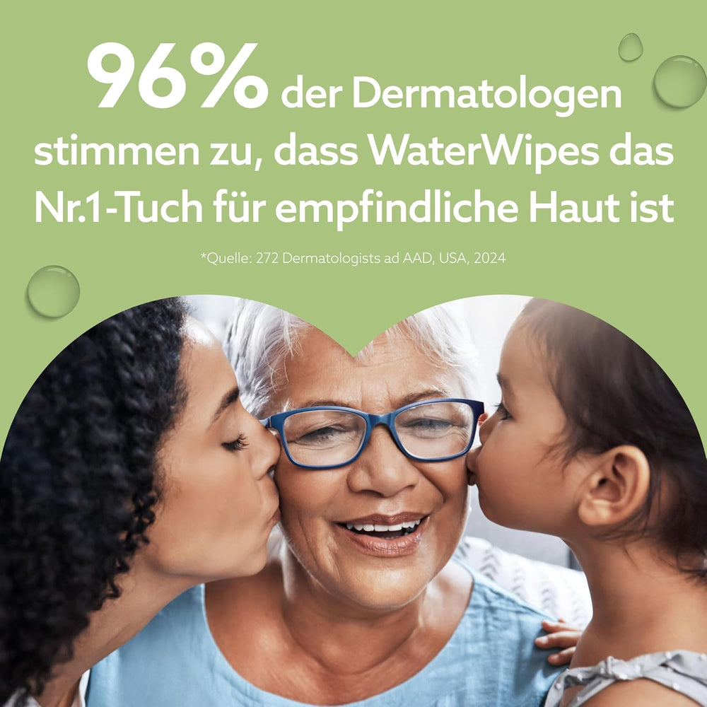 WaterWipes Sensitive+ Chusteczki nawilżane dla niemowląt i małych dzieci, 720 szt. (12 szt.), 3 w 1 czyszczenie, pielęgnacja, ochrona, 99,9% wody, teksturowane oczyszczanie, bezzapachowy