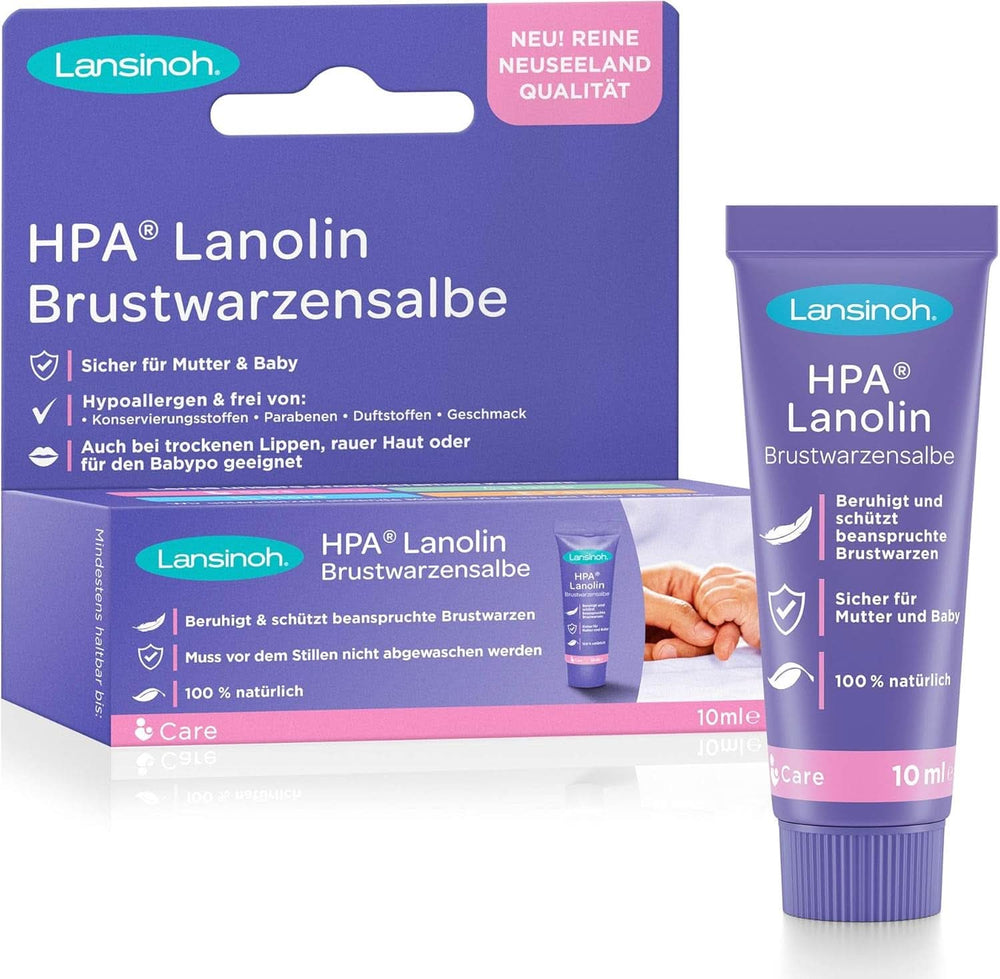 Lansinoh HPA Lanolina Brustwarzensalbe, 10 Ml - 100% Natürlich - Beruhigt & Schützt Beanspruchte Brustwarzen - Klimaneutral, 10940, Farblos Żywność i akcesoria do karmienia piersią Bebe Naty Shop 10 ml (opakowanie 1Er)