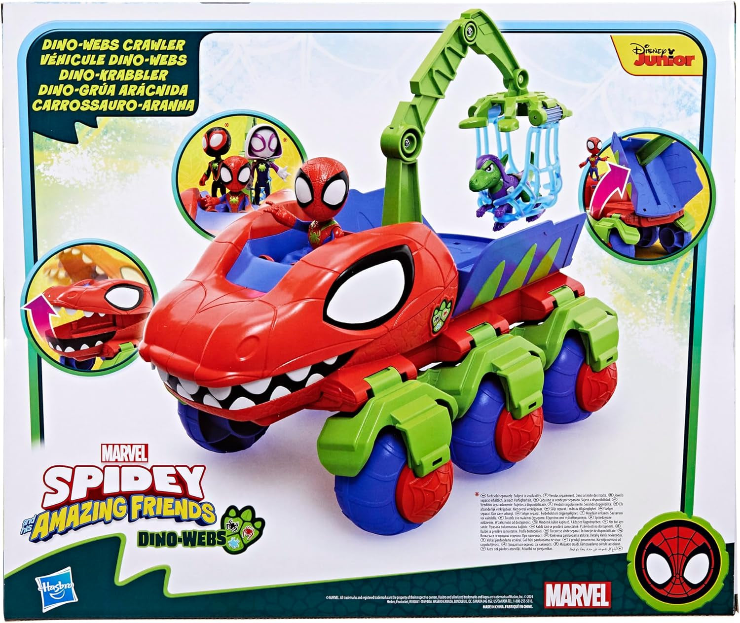Marvel Spidey And His Super Friends Dino Crawler Superhero Playset, cu Spidey și Dino Figure și jucărie de transport, pentru copii cu vârsta de 3 ani și peste Action figures Naty Shop