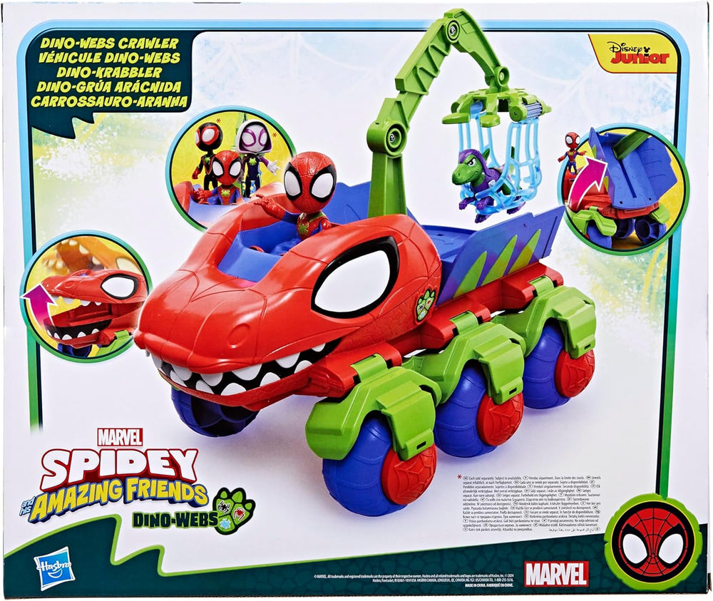 Marvel Spidey And His Super Friends Dino Crawler Superhero Playset, cu Spidey și Dino Figure și jucărie de transport, pentru copii cu vârsta de 3 ani și peste Action figures Naty Shop