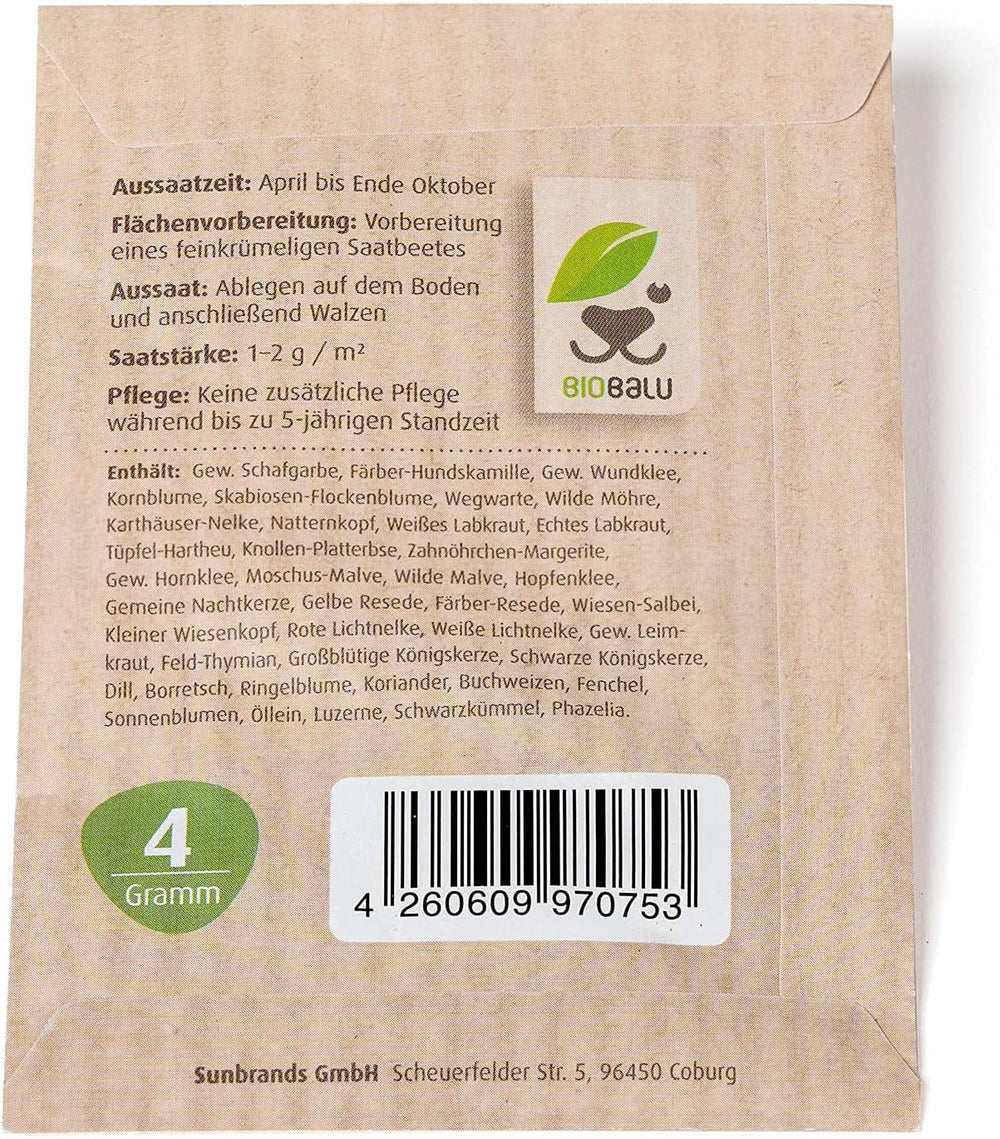 Bienenweide Samentütchen - Blumenwiesensamen Mehrjährig - Blumensamen Als Hochzeitsgeschenk, Gastgeschenk, Werbegeschenk, Werbeartikel Personalisiert (100 X 4G)