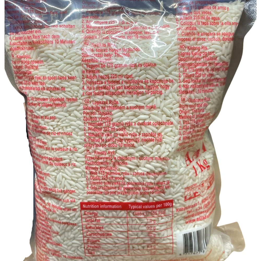 ROYAL THAI RICE - Ryż kleisty - 10 x 1 KG - Opakowanie zbiorcze