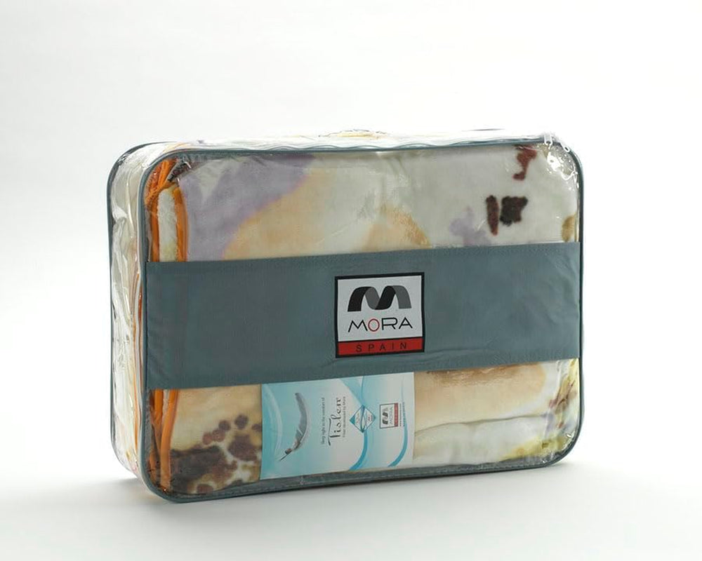 MANTAS MORA Pătură imprimată, volum mare, 100% poliester, 450 G/M², moale, pentru toamnă/iarnă, Design Harmony K60, 260 X 240 cm, pentru paturi cu 160/180 cm, albastru Plapumi si pilote Naty Shop