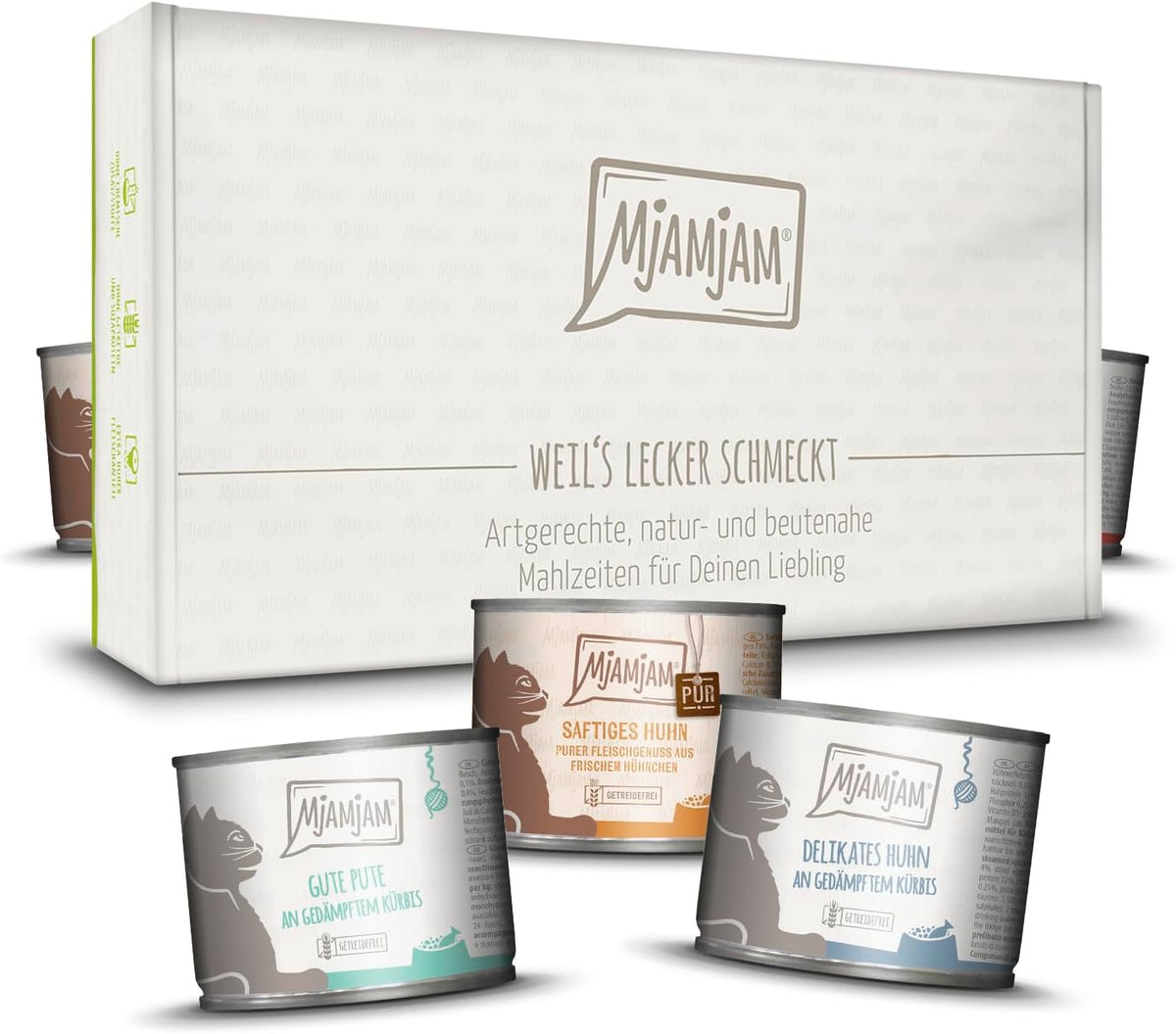 MjAMjAM - Hrană umedă premium pentru pisici - cutie delicioasă, pachet de 12 (12 x 200 g), fără cereale cu carne suplimentară