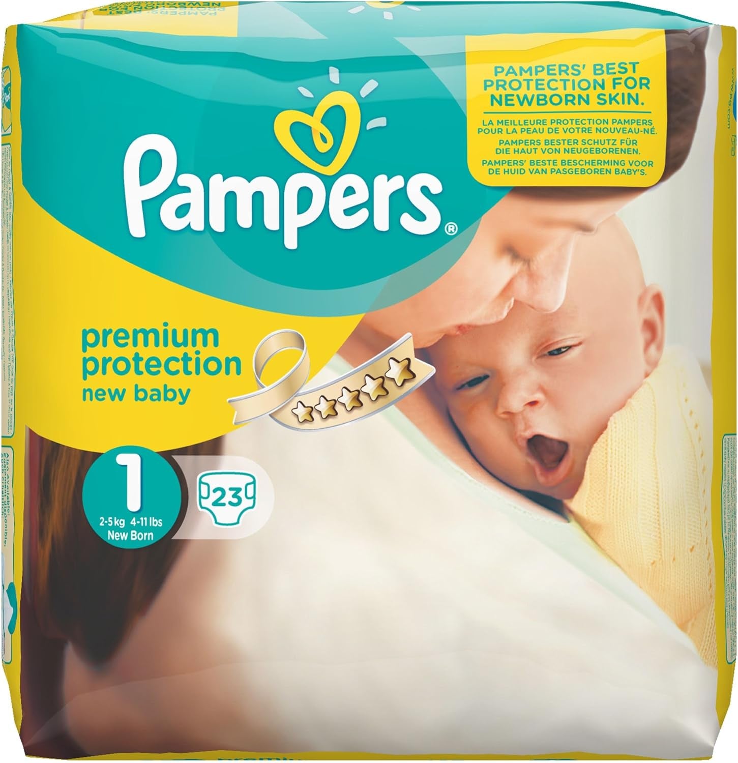 Pampers New Baby rozmiar 1 Noworodek 2-5 kg ​​​​Opakowanie transportowe, opakowanie 4 sztuki (4 x 23 sztuki)