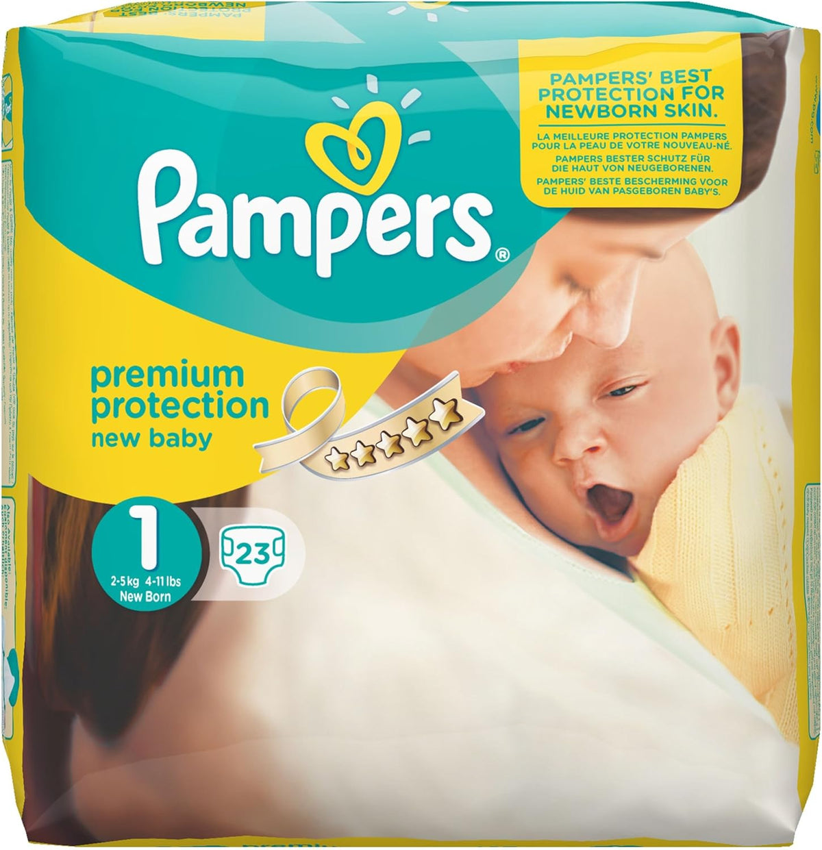 Pampers New Baby rozmiar 1 Noworodek 2-5 kg ​​​​Opakowanie transportowe, opakowanie 4 sztuki (4 x 23 sztuki)