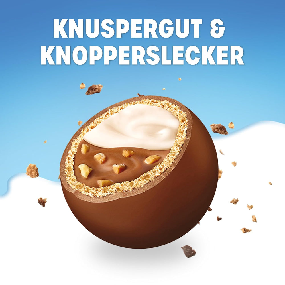 Knoppers Goodies Crunchy Minis – 1 x 180g – chrupiące kuleczki waflowe wypełnione kawałkami orzechów laskowych, mlekiem i kremem nugatowym, oblane czekoladą