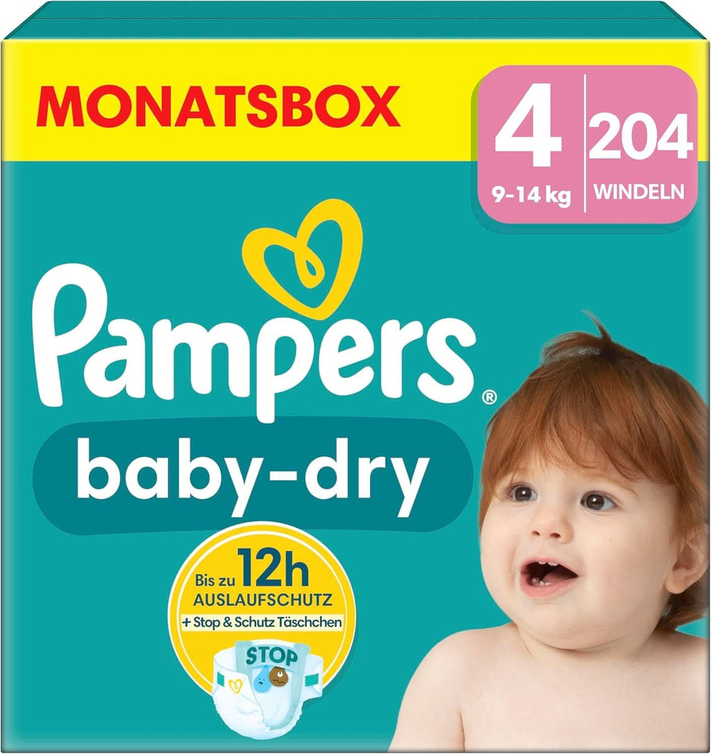 Scutece Pampers Baby-Dry, până la 100% protecție împotriva scurgerilor toată noaptea Mama si Copilul Naty Shop 4 (204 buc) Nou