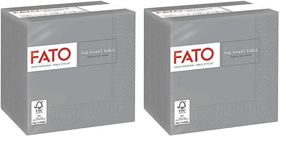 - Șervețele de hârtie de unică folosință, Ideale pentru aperitive și cocktailuri, Pachet de 100 șervețele, Dimensiune 24X24, Pliate 4 ori, 2 straturi, Culoare gri, 100% hârtie din celuloză pură, Certificat Fsc