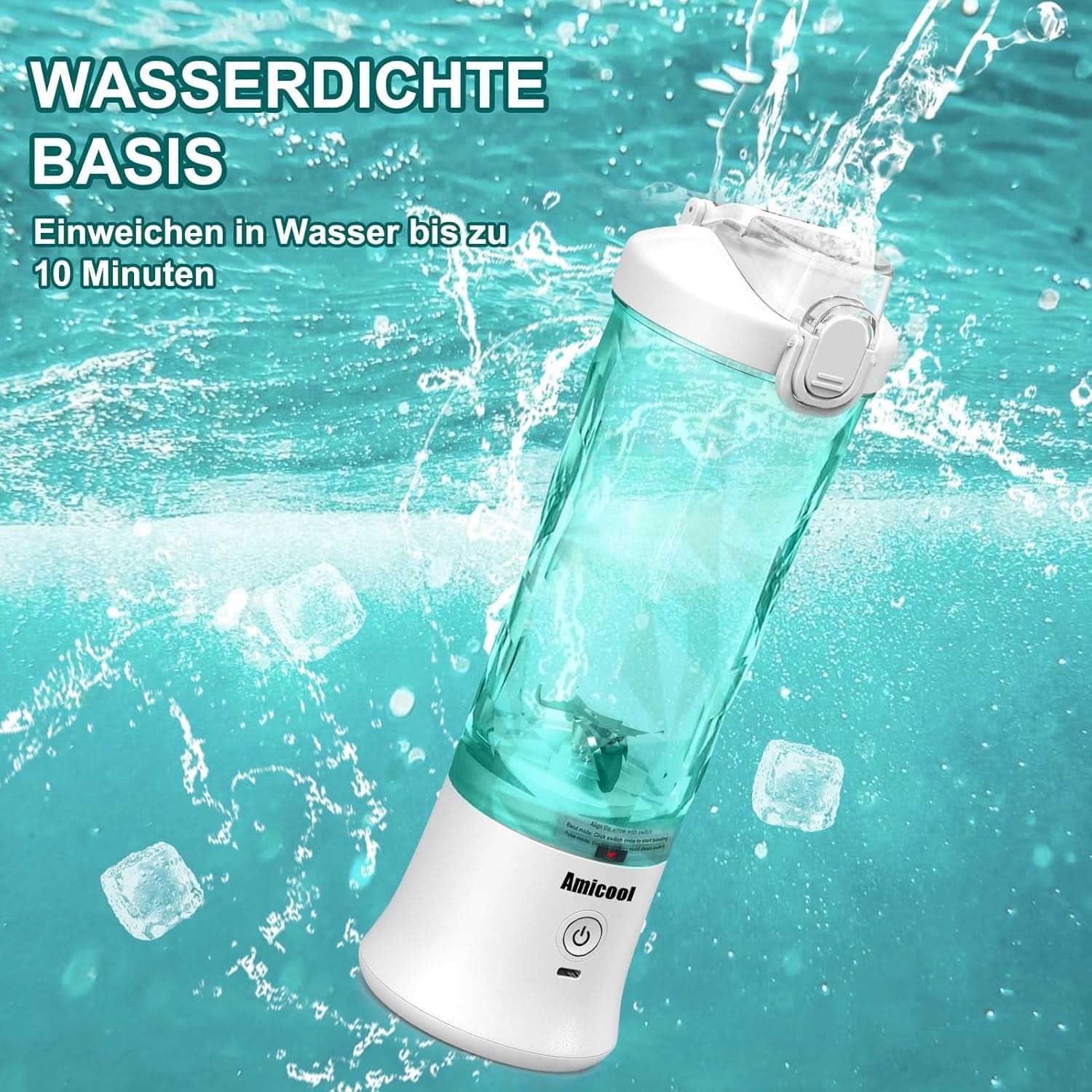 Mikser Smoothie Maker to Go, Mini Standmixer Tragbar Mit 6-Klingen Edelstahl, Enstafter Mit Reisedeckel, Przenośny blender USB Elektrisch 600Ml Butelka, Mikser Shaker Slushy Maker Wasserdichter Bucatarie Naty Shop