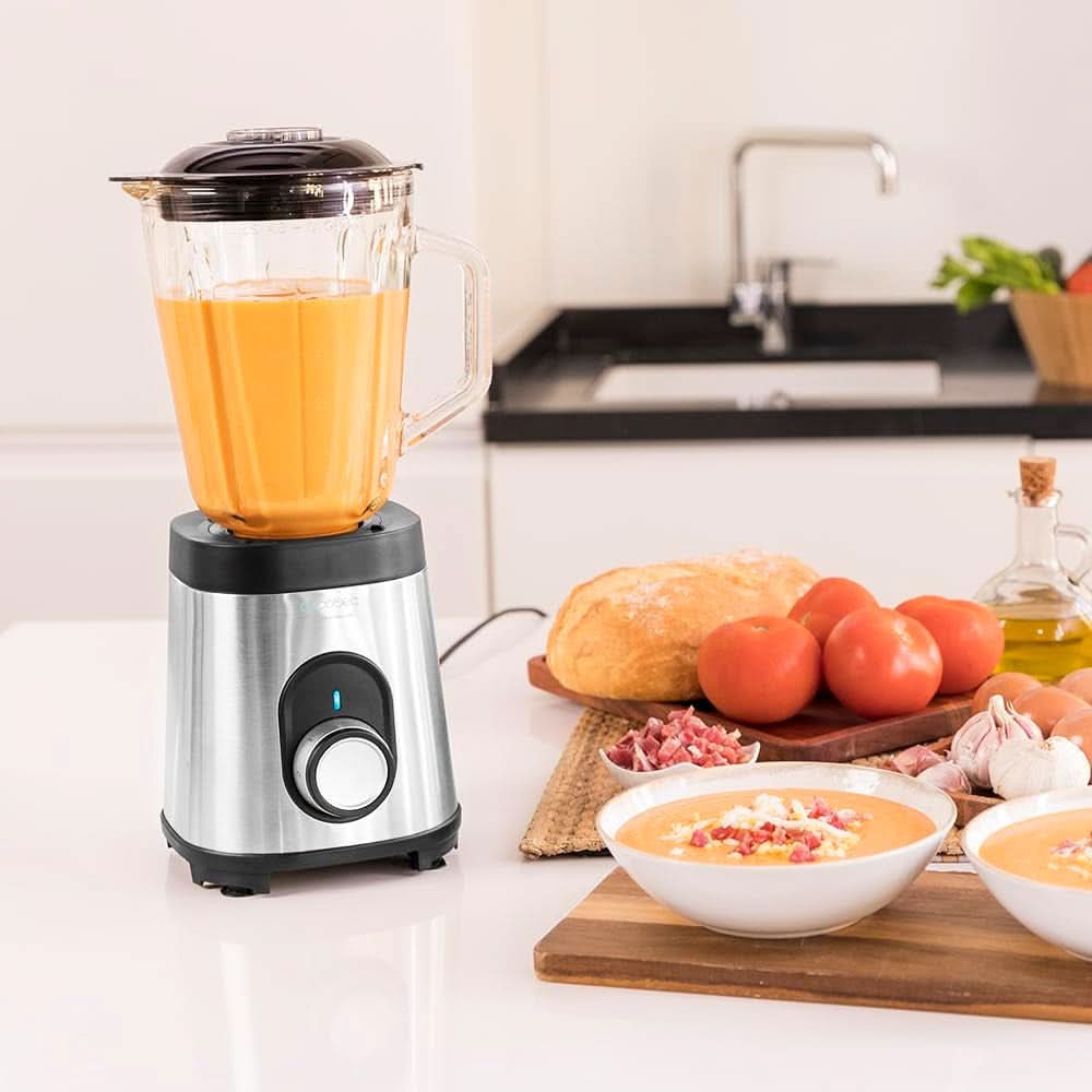 Mieszalnik Cecotec Glas Power Schwarz Titan 1000 INOX. 1000 W, Edelstahlgehäuse, 6-Blatt-Blatt Mit Schwarzer Titanbeschichtung, 1.5-L-Glaskrug, 5 Geschwindigkeiten [Energieeffizienzklasse a +] Kuchnia Naty Shop