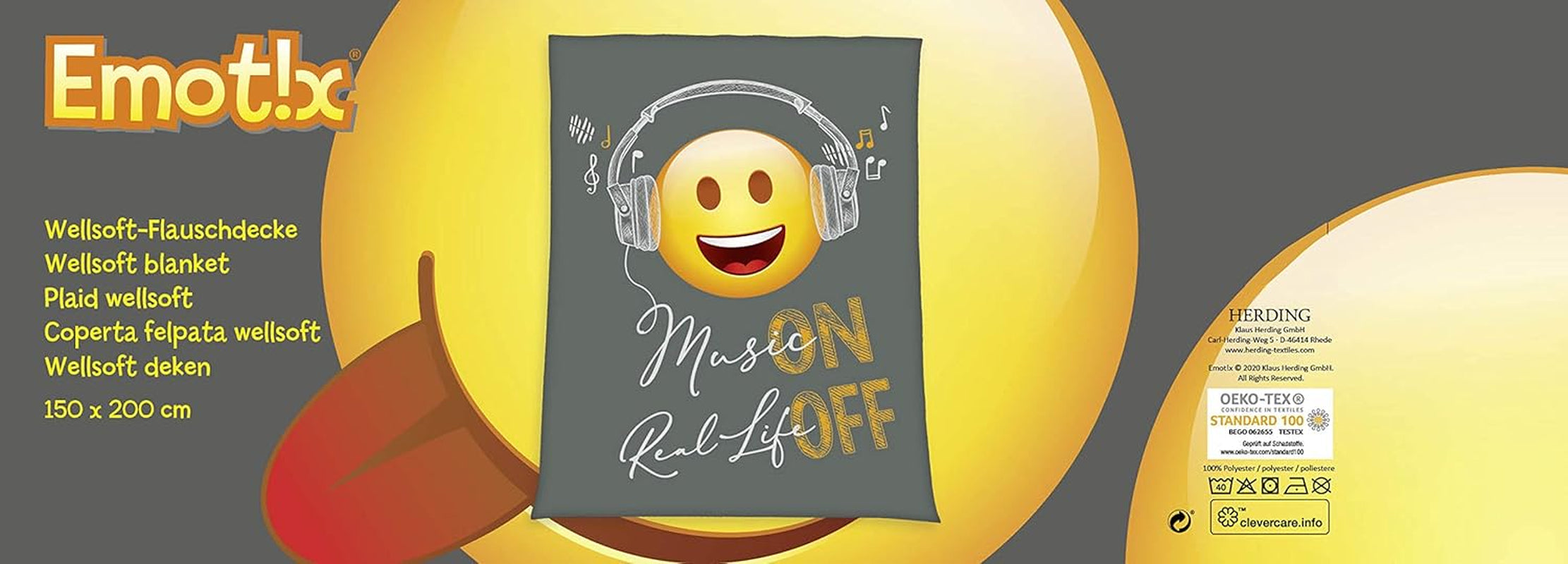 Herding Emot!X Puszysty kocyk Wellsoft, 150 x 200 cm, poliester Łóżka i koce Besuche den Herding-Store