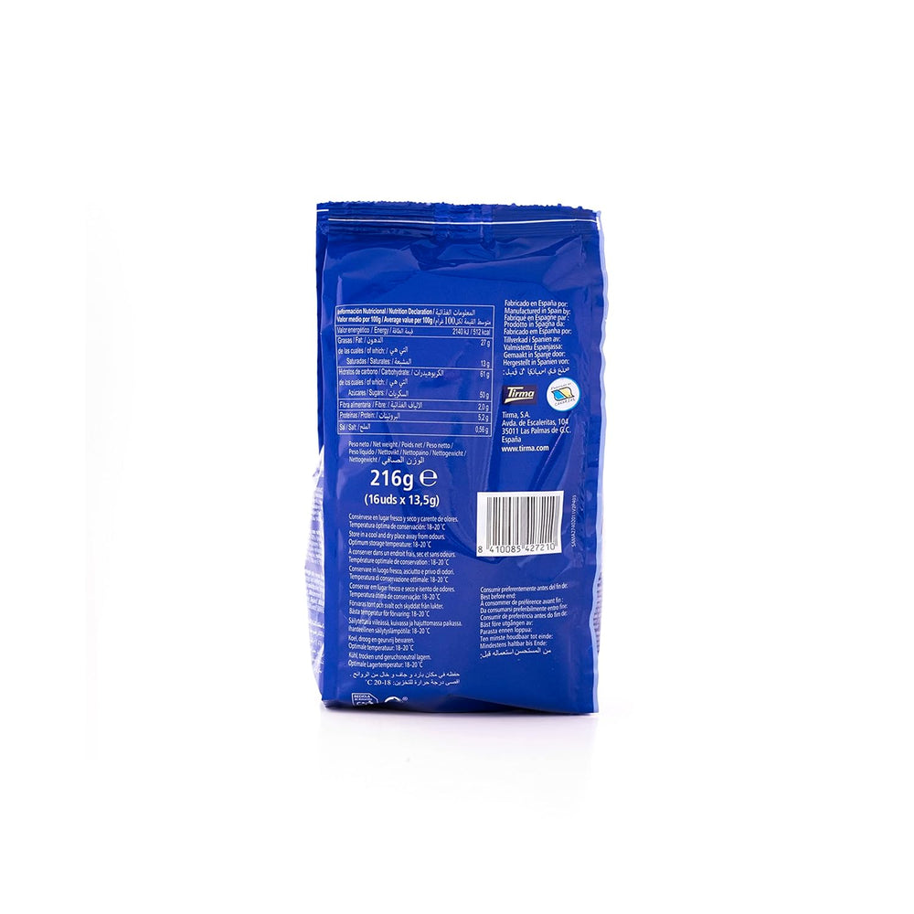 Tirma Mini Wafle z białą czekoladą | (16 jednostek x 13,5 g), 216 g | Delikatne kremowe nadzienie | Bez GMO | Odpowiedni dla wegetarian | Pakowane pojedynczo | Pakowane przekąski