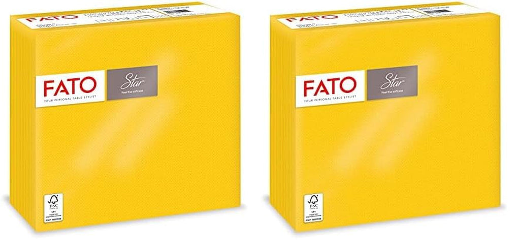 - Șervețele de hârtie de unică folosință, moi și delicate, pachet de 40 de șervețele, dimensiune 38X38 pliate în 4, 2 straturi, culoare galben, 100% hârtie din celuloză pură, certificate FSC (pachet de 2)