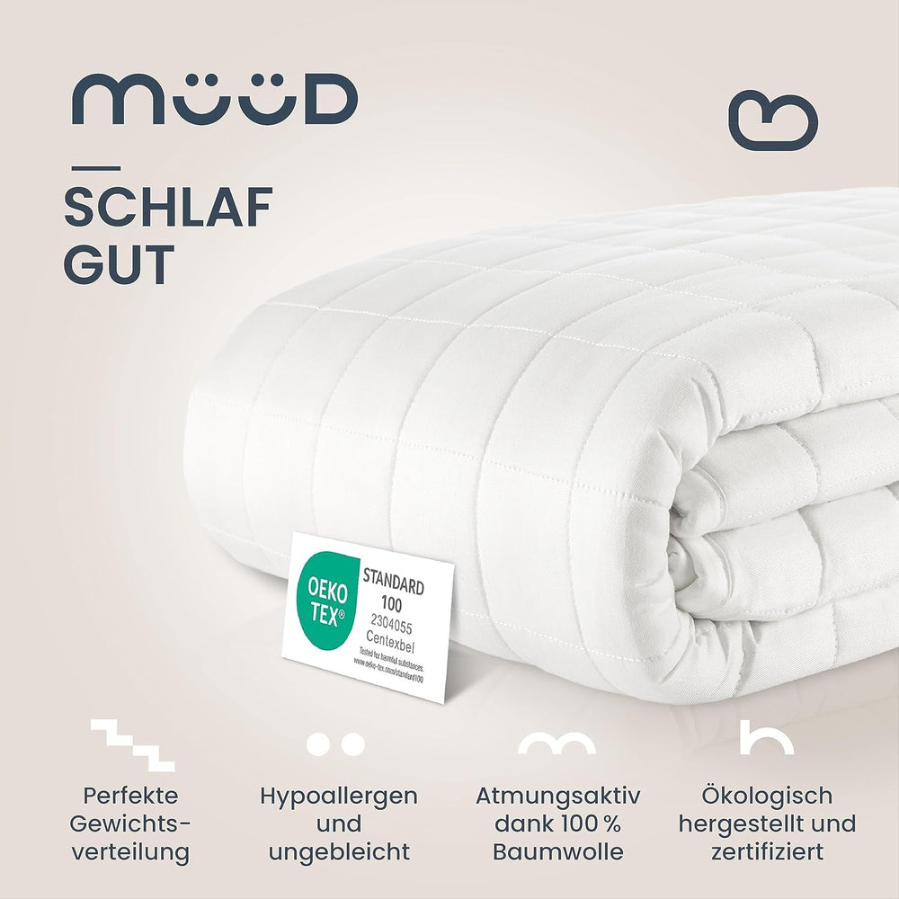 Koc terapeutyczny 7 kg I 135X200Cm I Zapewnia spokojny sen I Wysokiej jakości koc obciążany wykonany z oddychającej bawełny I Odprężający i terapeutyczny - W zestawie pudełko do pakowania z uchwytem do przenoszenia. Łóżka i koce Besuche den mÃ¼Ã¼d-Store