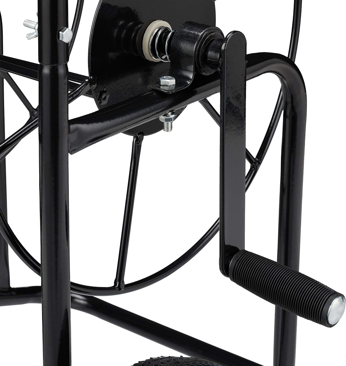 Cărucior furtun Relaxdays, rolă furtun mobilă, racord 1/2" și 3/4", furtun până la 80 m, 2 roți, metal, negru