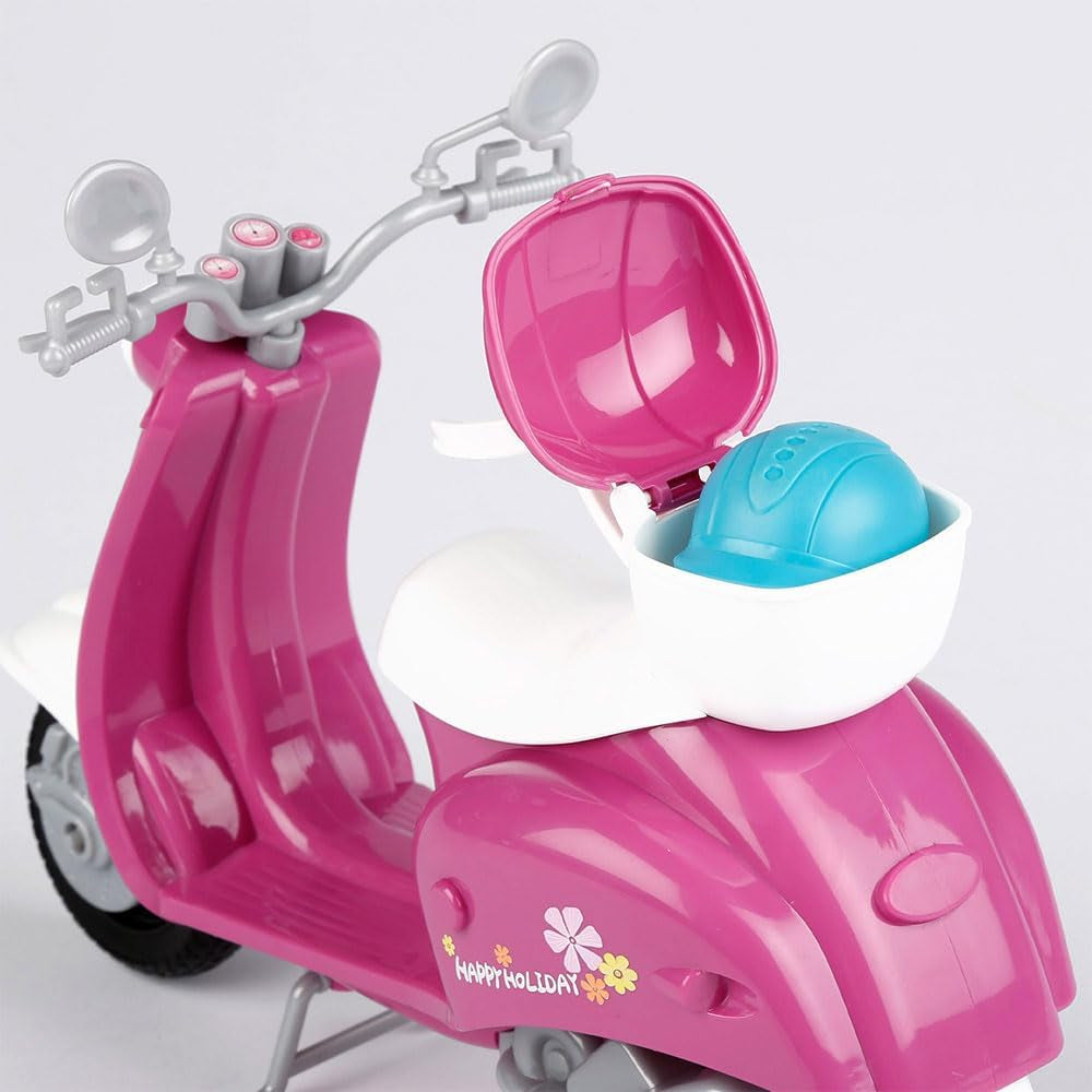 Isabella Gelenkpuppe mit Roller, 30 cm, Motorrad-Spielzeug, w tym akcesoria, Sonnenbrille, Handy, Selfie-Halterung, Helm, Orzeźwienie, Puppen für Mädchen, Geschenke ab 3 Jahren (47812)