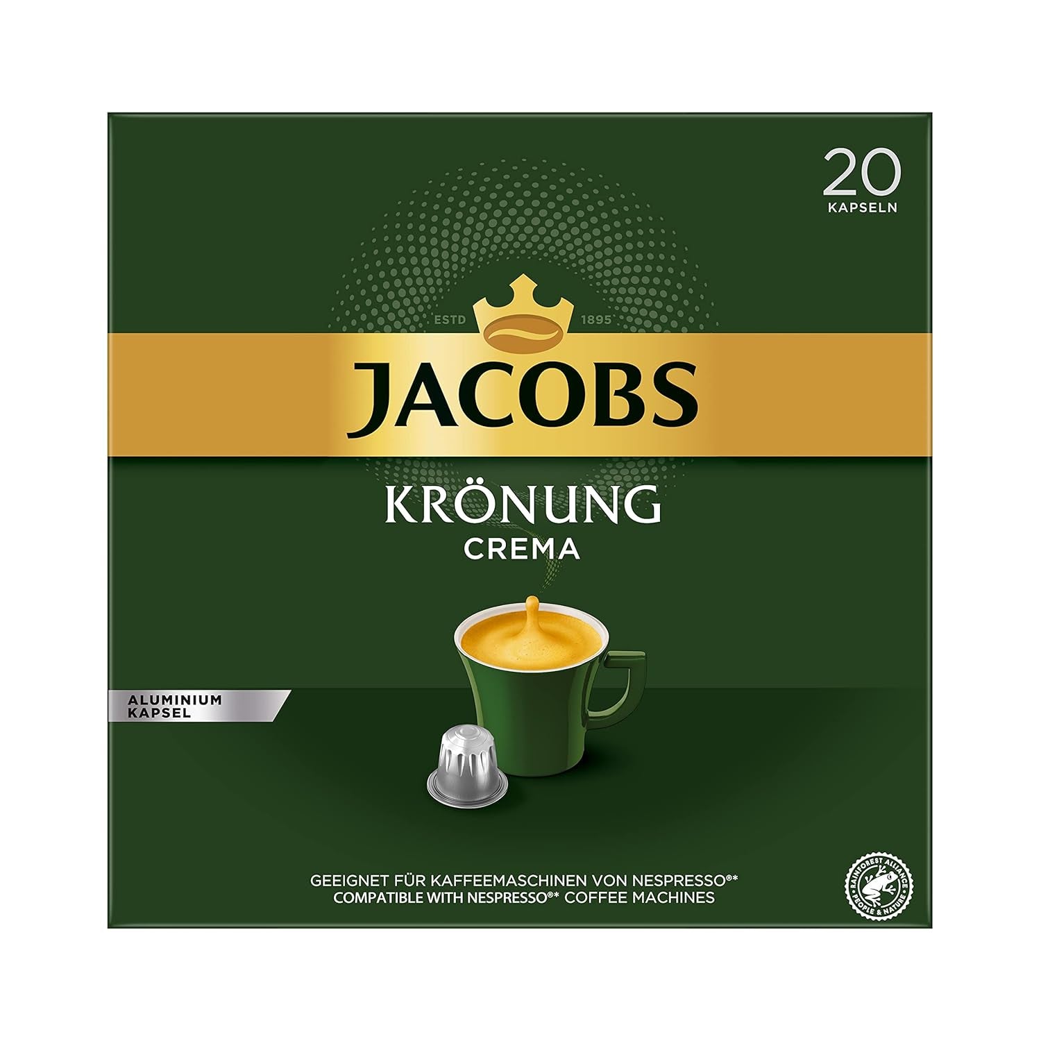 Kaffeekapseln Lungo Classico, Intensität 6 von 12, 10 x 20 Getränke & Kaffeekapseln Krönung Crema, 200 Nespresso kompatible Kapseln, 10er Pack, 10 x 20 Getränke, 1040 g