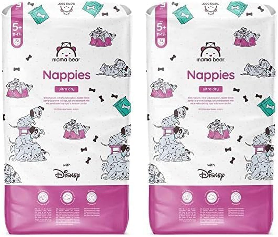 Marka Amazon: pieluszki Mama Bear Disney Ultra Dry, rozmiar 3 (4–9 kg) – pudełko miesięczne, białe, 172 szt. (2 opakowania po 86 szt.)