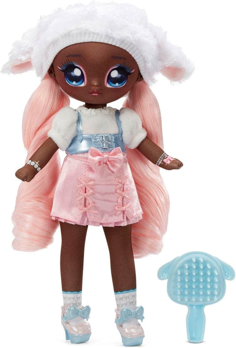 Nie dotyczy! Nie dotyczy! Nie dotyczy! SurpriseTeens Modepuppe - Sammlerpuppe - 28 cm miękki Stoffpuppe, inspirowany owcą - Z różowymi włosami - Lila Lamb