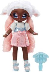 Nie dotyczy! Nie dotyczy! Nie dotyczy! SurpriseTeens Modepuppe - Sammlerpuppe - 28 cm miękki Stoffpuppe, inspirowany owcą - Z różowymi włosami - Lila Lamb