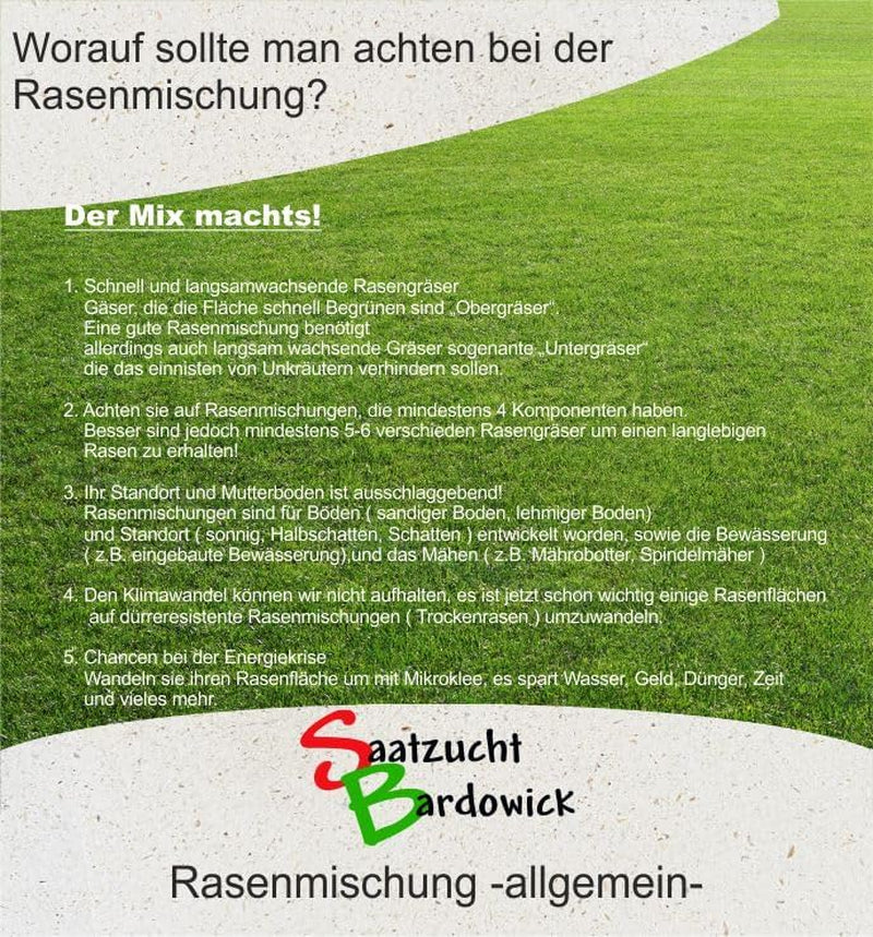 1-30 Kg Rasensamen Berliner Tiergarten Gebrauchsrasen - Für Trockene Standorte - Qualität Zum Fairen Preis (10 Kg)