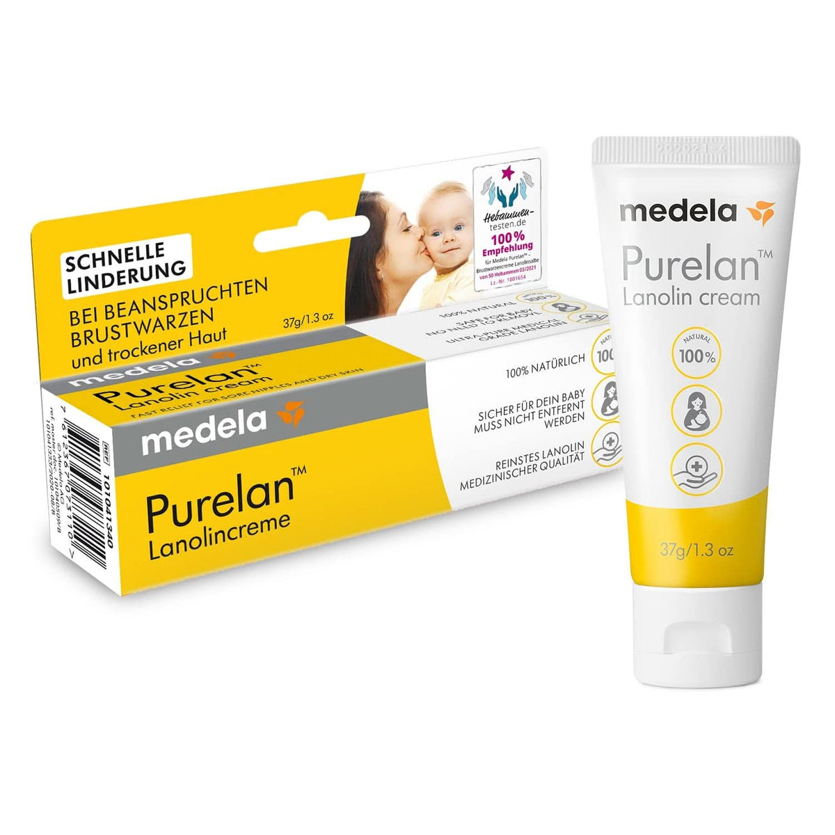 Medela Purelan 37 G Lanolincreme – Schnelle Hilfe Bei Beanspruchten Brustwarzen Und Trockener Haut – 100 % Natürlich, Hypoallergen, Dermatologisch Getestet Und Frei Von Duftstoffen Akcesoria Żywność i karmienie piersią Bebe Naty Shop Brustwarzencreme 37G