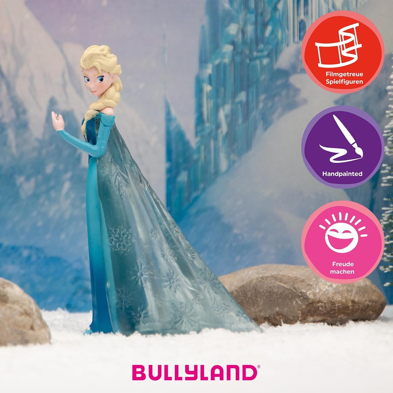 Bullyland 12961 - Figurină Elsa din Arendelle din filmul Frozen de Walt Disney, aprox. 10,1 cm, foarte detaliată, ideală ca un mic cadou pentru copiii cu vârsta de 3 ani și peste