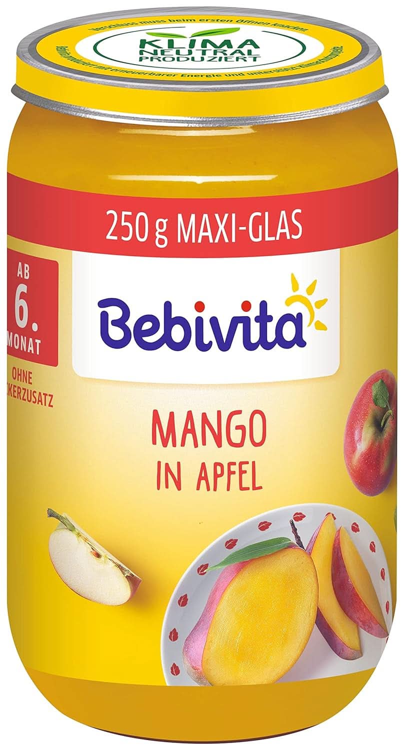 Mango w musie jabłkowym, opakowanie 6 szt. (6 x 250 g), średnie Matka i Dziecko Naty Shop