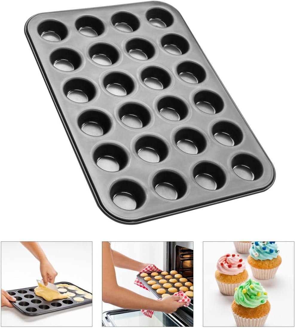 Zenker 6541 Black Metallic 24Er Mini-Muffinform – Antihaftbeschichte Für Perfekte Mini-Muffins, Ø 4,5 cm, ​​Made in Germany Formy i blachy do pieczenia Naty Shop