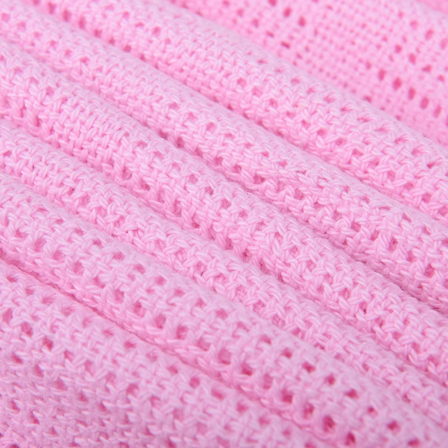 Pościel rodzinna Różowy koc komórkowy na łóżko podwójne, bawełna, duża narzuta, dwustronny, lekki, termiczny, miękki, tradycyjny koc komórkowy, 230 x 230 cm Kołdry i kołdry Naty Shop