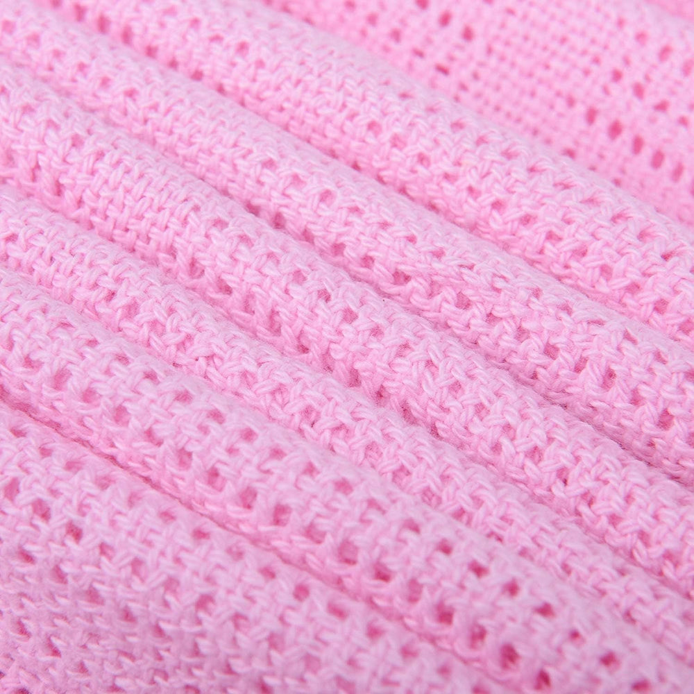 Pościel rodzinna Różowy koc komórkowy na łóżko podwójne, bawełna, duża narzuta, dwustronny, lekki, termiczny, miękki, tradycyjny koc komórkowy, 230 x 230 cm Kołdry i kołdry Naty Shop