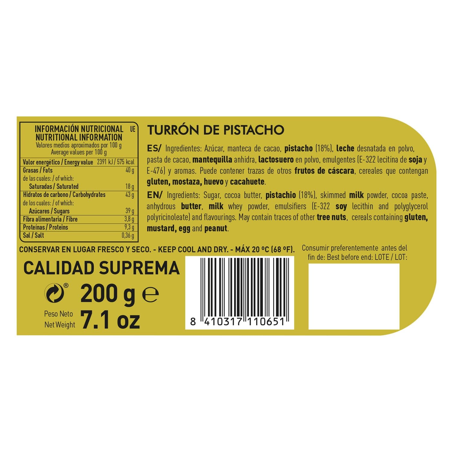 Rzemieślniczy czekoladowy turrón pistacjowy, 200g, kremowa konsystencja, najwyższa jakość, doskonałe składniki, autentyczny smak, najdroższy turrón na świecie