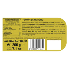 Rzemieślniczy czekoladowy turrón pistacjowy, 200g, kremowa konsystencja, najwyższa jakość, doskonałe składniki, autentyczny smak, najdroższy turrón na świecie