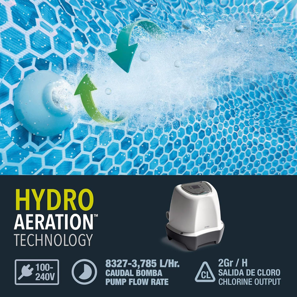 Intex 26662GS - Krystal Clear Salt Water System, generator soli i chloru, do pompy filtrującej 1136-3785 l/h, do małych basenów do 366 cm, tworzywo sztuczne, biały