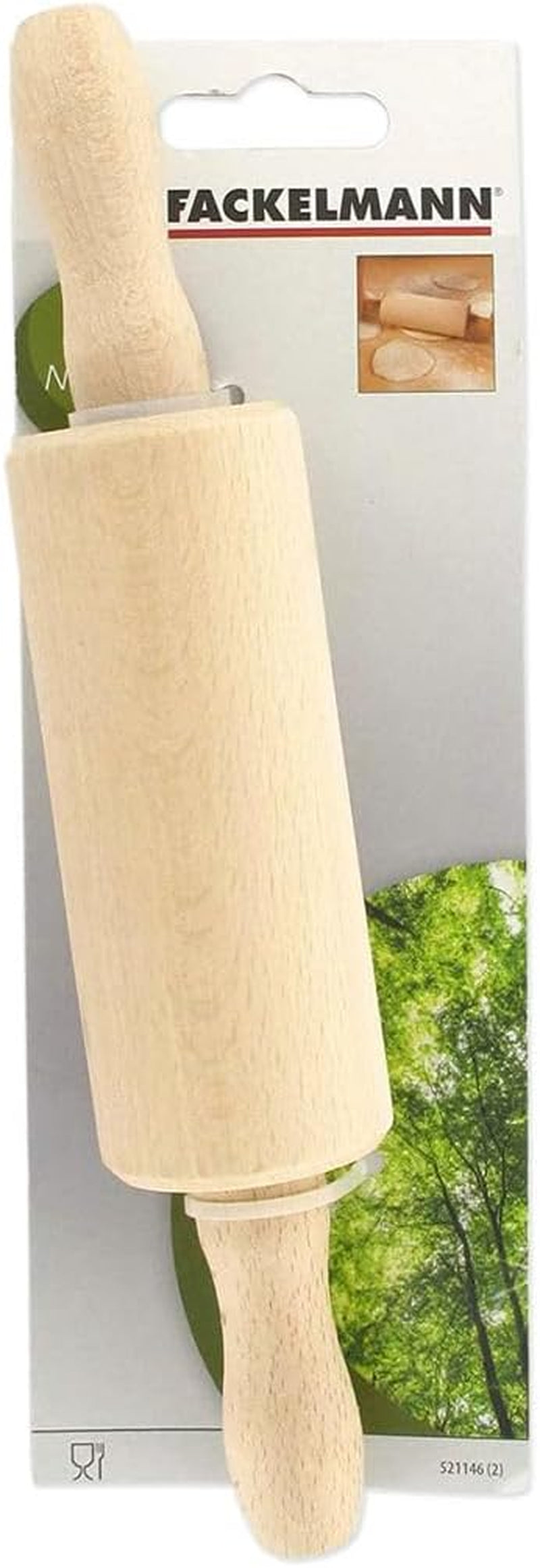 Fackelmann 521146 Nudelholz klein Holz Nudelholz Holz 23,5 x 4,5 cm brązowy