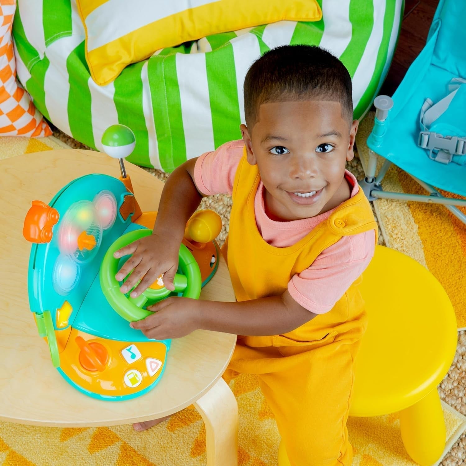 Bright Starts, volan de jucărie, Lights & Colours Driver, cu muzică, zgomote de mașină, indicatoare, levier de viteze și multe altele Jucarii Bebe Naty Shop