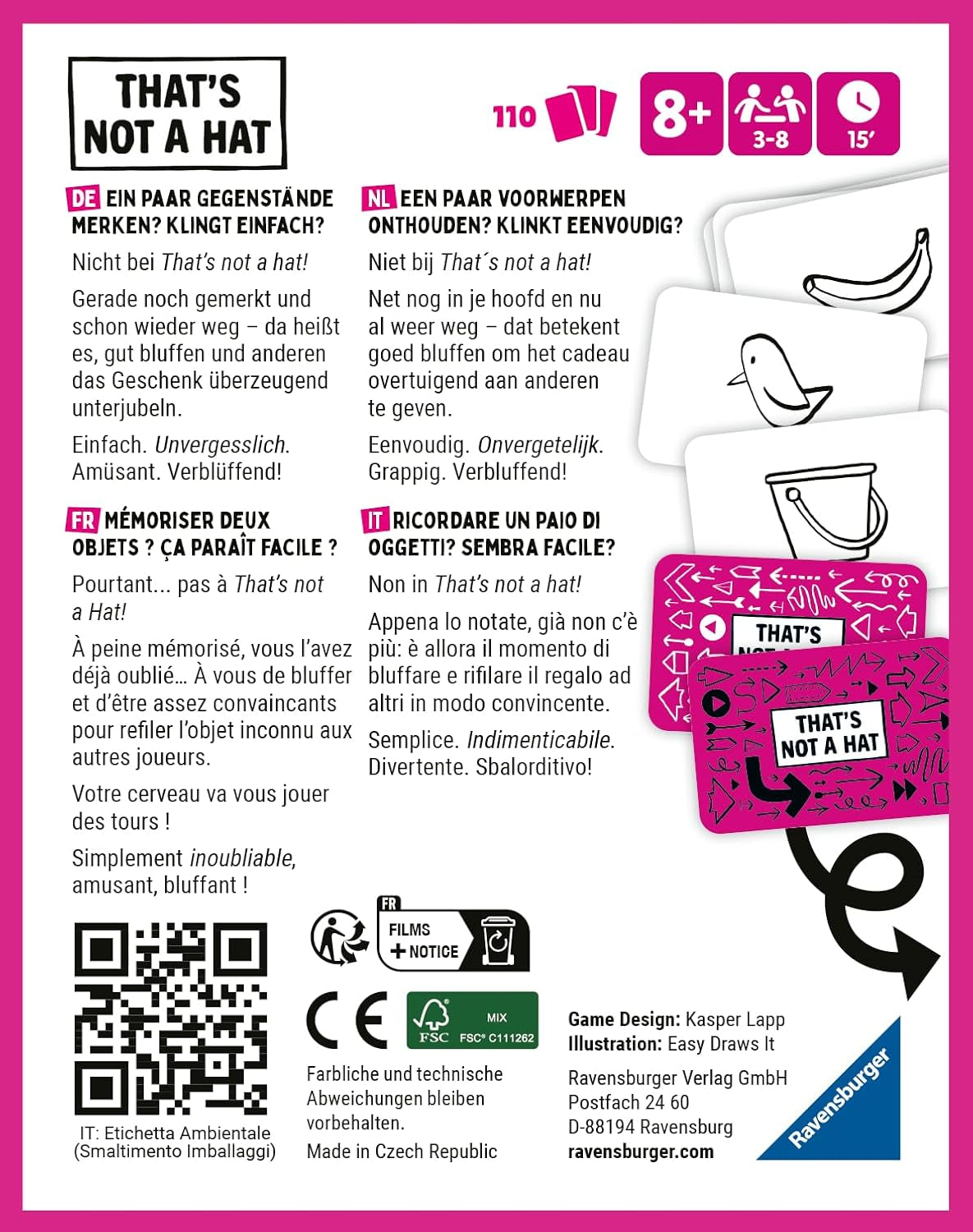 Ravensburger - 20954 To nie jest kapelusz - gra towarzyska, gra karciana dla 3-8 graczy, rozrywka dla osób w wieku od 8 lat - prezenty urodzinowe