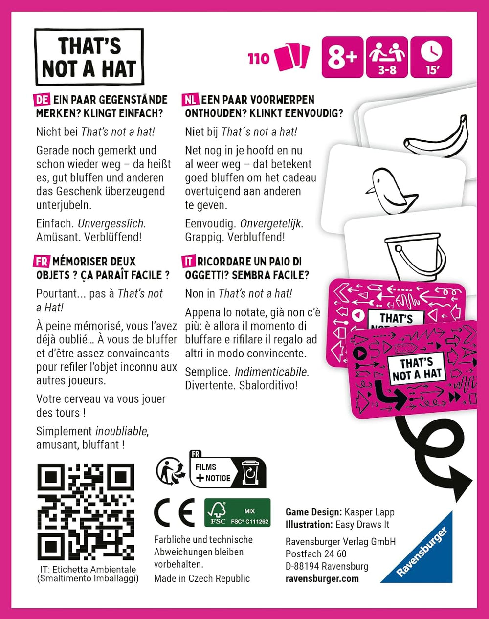 Ravensburger - 20954 To nie jest kapelusz - gra towarzyska, gra karciana dla 3-8 graczy, rozrywka dla osób w wieku od 8 lat - prezenty urodzinowe