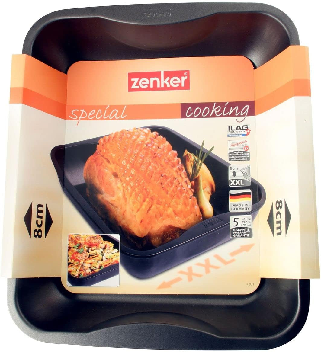 Zenker Xxl-Brat- Und Auslaufform (40 X 8 X 34 Cm) SPECIAL COOKING, Rechteckige Ofenform Mit Antihaftbebeschichtung, Backblech Für Krosse Braten & Saftige Aufläufe (Farbe: Schwarz), Menge: 1 Stück Formy i blachy do pieczenia Naty Shop