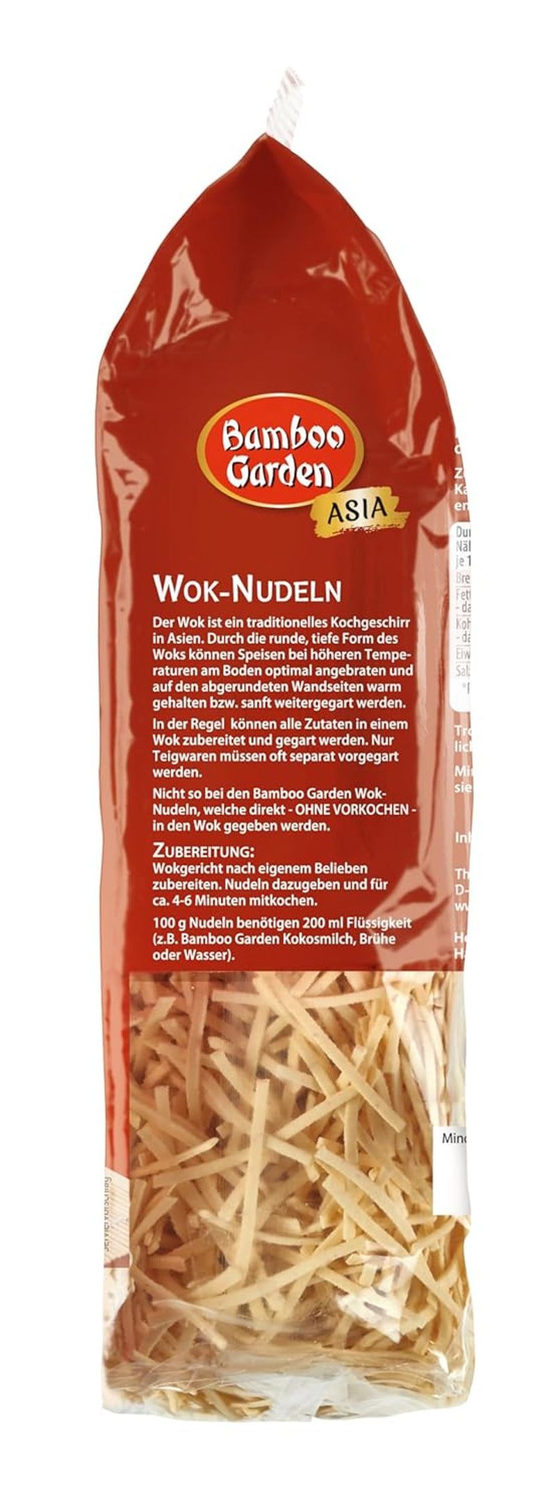 Ogród Bambusowy - Makaron Wok | Makaron błyskawiczny z jajkiem | Wymieszaj, nie jest wymagane wstępne gotowanie | Do azjatyckich dań z woka | 250 g w worku