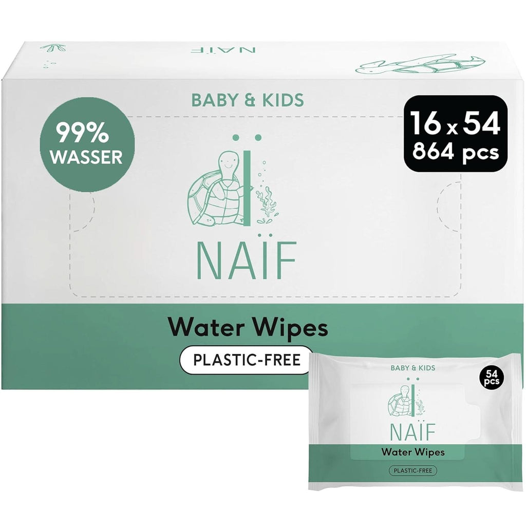 Naïf Plastikfreie Feuchttücher 864 Stück (16Er X 54 Feuchttuch) - Pflege Für Babypo, Körper Und Gesicht - 99% Aus Wasser - 0% Parfüm Und Alkohol - Nachhaltige Feuchttücherbox Eukalyptus Sensitiv Naty Shop