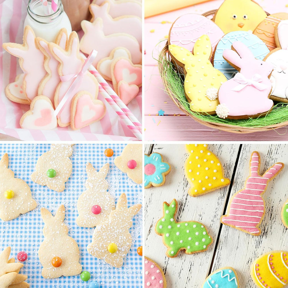 Formă mare de tăiat fursecuri de Paște 12,7/8 cm, formă de tăiat fursecuri cu iepuraș de Paște, inimă de ou de Paște cu iepure, formă de tăiat fursecuri de Paște din oțel inoxidabil, formă de copt din oțel inoxidabil pentru fursecuri pentru copii