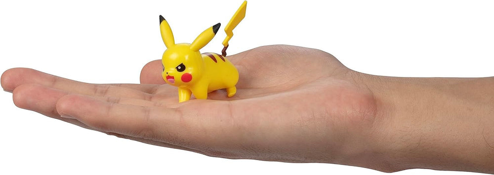 Bitwa Pokémon gotowa! 6-częściowy zestaw figurek - 11,4 cm Ash i wystrzeliwujący Pikachu, 5,1 cm Charmander, Rowlet, Piplup, Zorua - Oficjalna licencja - Prezent wielkanocny dla dzieci, chłopców i dziewcząt Figurki Naty Shop