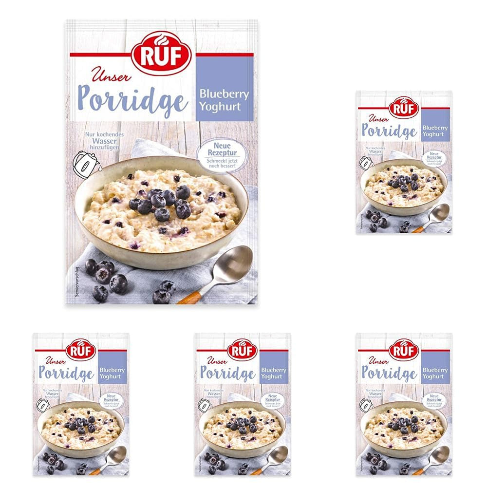 RUF płatki owsiane błyskawiczne z truskawkami i wanilią, letni posiłek z płatkami owsianymi gotowy w 3 minuty, 1 saszetka x 65g